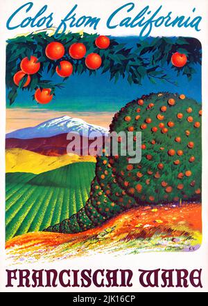 Vintage Travel Poster - Farbe Aus Kalifornien Stockfoto