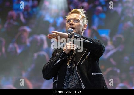 READING, UK. 25. Juli 2022: Ronan Keating tritt auf der Bühne des Flackstock Festivals in Reading, in der englischen Grafschaft von Bekshire, auf. Kredit: S.A.M./Alamy Live Nachrichten Stockfoto