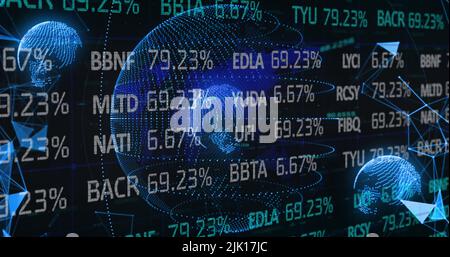 Bild der Datenverarbeitung auf der ganzen Welt Stockfoto