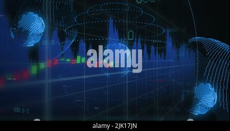 Bild der Datenverarbeitung auf der ganzen Welt Stockfoto