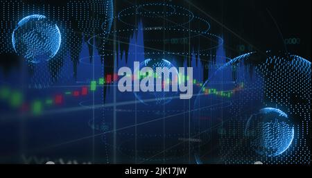 Bild der Datenverarbeitung auf der ganzen Welt Stockfoto