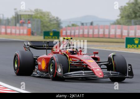 Magyorod, Ungarn. 29.. Juli 2022. Magyorod, Ungarn. Juli 29. 2022. Formel 1 großer Preis von Ungarn in Hungaroring, Ungarn. Im Bild: #55 Carlos Sainz (SPA) von Ferrari während der ersten Trainingseinheit Credit: Piotr Zajac/Alamy Live News Stockfoto