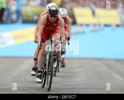 Sutton Coldifeld, Großbritannien. 29.. Juli 2022. Georgia Taylor-Brown beim Women's Triathlon am ersten Tag der Commonwealth Games in Birmingham. Kredit: Paul Terry Foto/Alamy Live Nachrichten Stockfoto