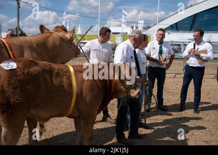 Libramont, Belgien. 29.. Juli 2022. David Clarinval, Minister für Landwirtschaft und KMU, im Bild während der Landwirtschaftsmesse Libramont am Freitag, 29. Juli 2022, in Libramont. BELGA FOTO ANTHONY DEHEZ Quelle: Belga Nachrichtenagentur/Alamy Live News Stockfoto