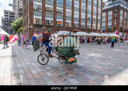 Glasgow, Schottland, Großbritannien. 29.. Juli 2022. Steampunk Transport beim Merchant City Festival. Kredit: Skully/Alamy Live Nachrichten Stockfoto