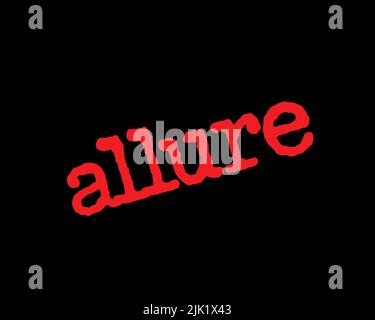 Allure Magazin, gedrehtes Logo, schwarzer Hintergrund Stockfoto