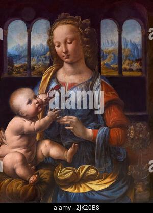 Madonna von der Nelke, Leonardo da Vinci, um 1475, Alte Pinakothek, München, Deutschland, Europa Stockfoto