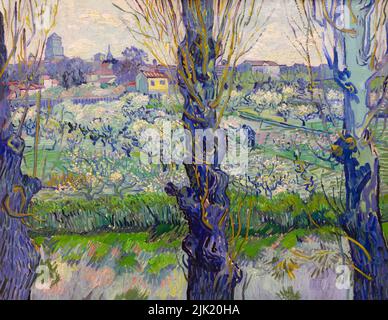 Blick auf Arles, blühende Obstgärten, Vincent van Gogh, 1889, Neue Pinakothek, München, Deutschland, Europa Stockfoto