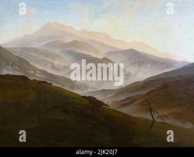 Riesengebirgslandschaft mit aufsteigendem Nebel, Caspar David Friedrich, um 1819-1820, Neue Pinakothek, München, Deutschland, Europa Stockfoto