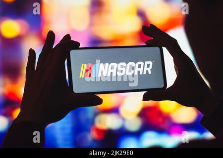 Brasilien. 29.. Juli 2022. In dieser Abbildung wird das Logo der National Association for Stock Car Auto Racing (NAScar) auf einem Smartphone-Bildschirm angezeigt. (Foto von Rafael Henrique/SOPA Images/Sipa USA) Quelle: SIPA USA/Alamy Live News Stockfoto