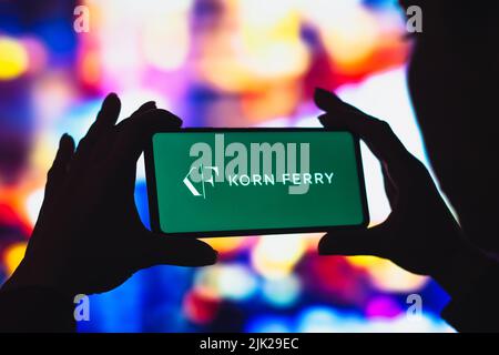 Brasilien. 29.. Juli 2022. In dieser Abbildung wird das Korn Ferry-Logo auf einem Smartphone-Bildschirm angezeigt. (Foto von Rafael Henrique/SOPA Images/Sipa USA) Quelle: SIPA USA/Alamy Live News Stockfoto