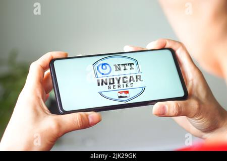 Brasilien. 29.. Juli 2022. In dieser Abbildung wird das Logo der NTT IndyCar Series auf einem Smartphone-Bildschirm angezeigt. (Foto von Rafael Henrique/SOPA Images/Sipa USA) Quelle: SIPA USA/Alamy Live News Stockfoto