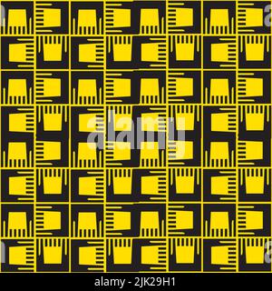 Gelbe und schwarze abstrakte geometrische Form nahtlose Vektor-Muster Stockfoto