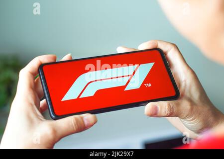 Brasilien. 29.. Juli 2022. In dieser Abbildung wird das Formel-1-Logo auf einem Smartphone-Bildschirm angezeigt. (Bild: © Rafael Henrique/SOPA Images via ZUMA Press Wire) Stockfoto