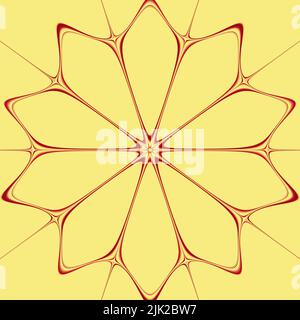 Abstrakte Blumenkontur auf Gelb Stockfoto