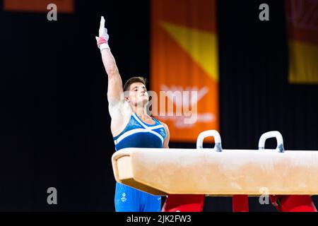 Birmingham, Großbritannien. 29. Juli 2022. Frank Baines (SCO) während des Mannschaftsfinales und der Einzelqualifikation der Männer - Unterteilung 3 von Birmingham 2022 - Commonwealth Games in der Birmingham Arena am Freitag, den 29. Juli 2022 in Birmingham, Großbritannien. Kredit: Taka Wu/Alamy Live Nachrichten Stockfoto