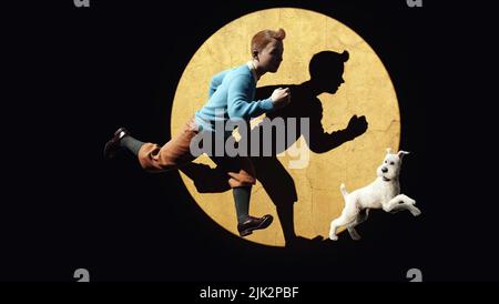 TINTIN, VERSCHNEIT, DIE ABENTEUER VON TINTIN: DAS GEHEIMNIS DES EINHORNS, 2011, Stockfoto