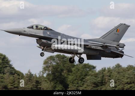 Die belgische Luftwaffe General Dynamics F-16AM Fighting Falcon auf der RIAT 2022. Stockfoto