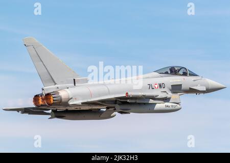 Luftstreitkräfte-Typhoon der österreichischen Luftwaffe auf der RIAT 2022. Stockfoto