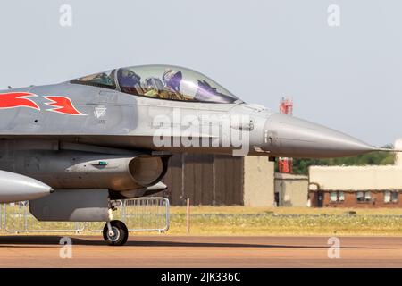 Die belgische Luftwaffe General Dynamics F-16AM Fighting Falcon auf der RIAT 2022. Stockfoto