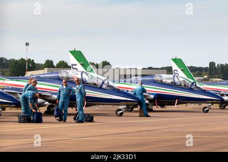 Frecce Tricolori hat am RAF Fairford geparkt. Stockfoto