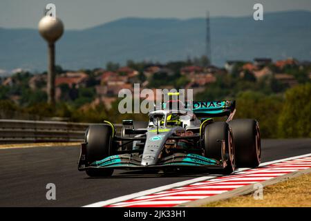 Ungarn/Budapest - 29/07/2022 - 7-facher Weltmeister #44 Lewis Hamilton (GBR, Mercedes) bei freier Paractice vor dem Formel 1 Ungarischen G 2022 Stockfoto