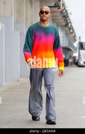 Magyorod, Ungarn. Juli 30. 2022. Formel 1 großer Preis von Ungarn in Hungaroring, Ungarn. Im Bild: Lewis Hamilton (GBR) von Mercedes © Piotr Zajac/Alamy Live News Stockfoto