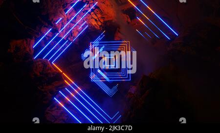 3D Illustration Hintergrund für Werbung und Wallpaper in der Natur- und Abenteuerszene. 3D Rendering im dekorativen Konzept. Stockfoto