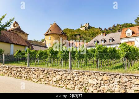 Blick auf die Stadt Durnstein in der Wachau. Niederösterreich Stockfoto