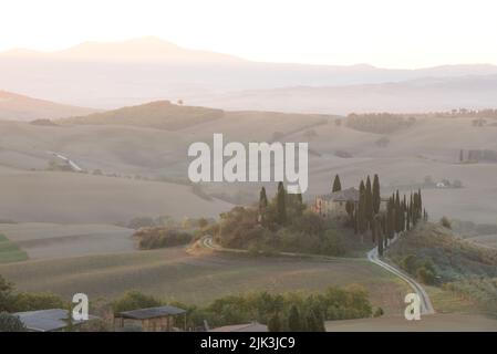 Landschaft der toskanischen Felder in Italien Stockfoto