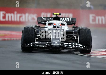 Mogyorod, Ungarn. 30.. Juli 2022. Mogyorod, Ungarn. 30.. Juli 2022. Yuki Tsunoda von AlphaTauri auf Kurs beim letzten Training für den Großen Preis von Ungarn F1 am Hungaroring am 30. Juli 2022 in Mogyorod, Ungarn. Kredit: Marco Canoniero/Alamy Live Nachrichten Gutschrift: Marco Canoniero/Alamy Live Nachrichten Stockfoto