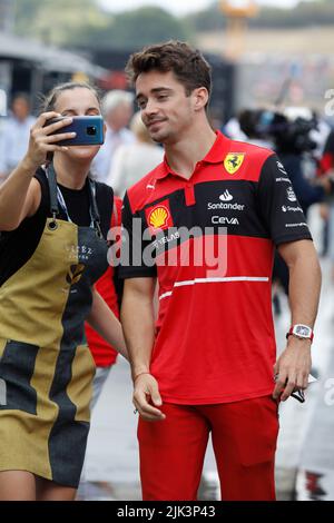 Magyorod, Ungarn. Juli 30. 2022. Formel 1 großer Preis von Ungarn in Hungaroring, Ungarn. Im Bild: Charles Leclerc (MON) von Ferrari © Piotr Zajac/Alamy Live News Stockfoto