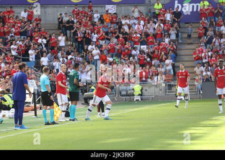 Oslo, Norwegen, 30.. Juli, Manchester United's Neuzugang Christian Eriksen steigt in das Feld für sein erstes Spiel für United, Credit: Frode Arnesen/Alamy Live News Stockfoto