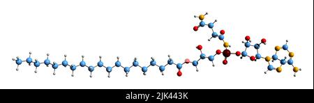 3D Bild der Skelettformel von Dinogunellin - molekulare chemische Struktur von Ichthyotoxin isoliert auf weißem Hintergrund Stockfoto