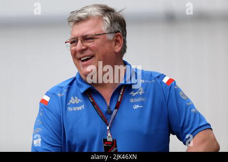 Mogyorod, Ungarn. 30.. Juli 2022. Otmar Szafnauer Teamchef von Alpine F1 im Fahrerlager beim letzten Training zum Grand Prix von Ungarn F1. Quelle: Marco Canoniero/Alamy Live News Stockfoto