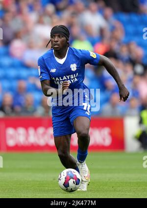 Sheyi Ojo von Cardiff City während des Sky Bet Championship-Spiels im Cardiff City Stadium. Bilddatum: Samstag, 30. Juli 2022. Stockfoto