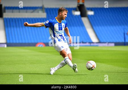 Brighton, Großbritannien. 30.. Juli 2022. Joel Veltman von Brighton und Hove Albion während des Vorsaison-Freundschaftsspiel zwischen Brighton & Hove Albion und RCD Espanyol beim Amex am 30. 2022. Juli in Brighton, England. (Foto von Jeff Mood/phcimages.com) Quelle: PHC Images/Alamy Live News Stockfoto