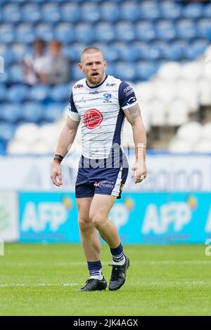 Huddersfield, Großbritannien. 30.. Juli 2022. Matt Dufty #36 von Warrington Wolves in Huddersfield, Vereinigtes Königreich am 7/30/2022. (Foto von Steve Flynn/News Images/Sipa USA) Quelle: SIPA USA/Alamy Live News Stockfoto