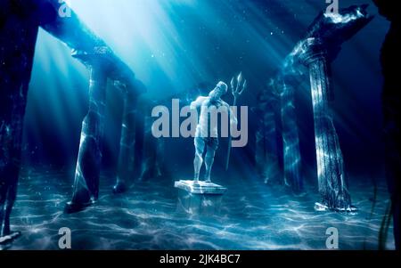 3D Illustration basierend auf der Legende der verlorenen Stadt Atlantis, Unterwasserstadt, Rendering Stockfoto
