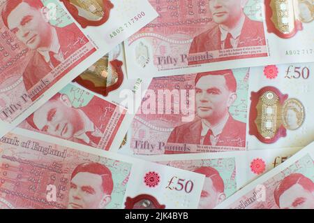 50 Pfund Sterling Noten Stockfoto