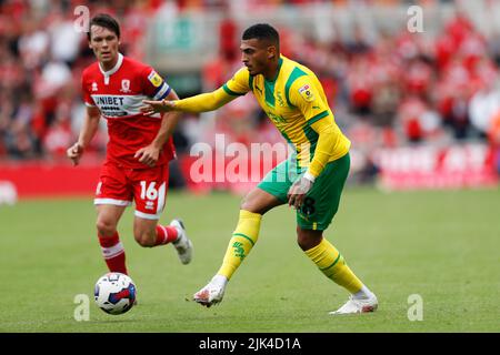 West Bromwich Albions Karlan Ahearne-Grant in Aktion während des Sky Bet Championship-Spiels im Riverside Stadium, Middlesbrough. Bilddatum: Samstag, 30. Juli 2022. Stockfoto