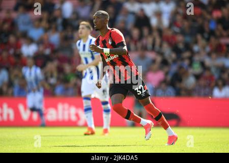 Bournemouth, Großbritannien. 30.. Juli 2022; Vitality Stadium, Boscombe, Dorset, England: Vor der Saison freundlich, AFC Bournemouth versus Real Sociedad: Jaidon Anthony of Bournemouth Credit: Action Plus Sports Images/Alamy Live News Stockfoto