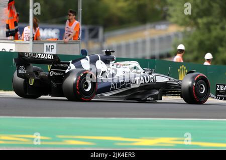 Mogyorod, Ungarn. 30.. Juli 2022. Pierre Gasly von AlphaTauri während des Qualifyings für den Großen Preis von Ungarn F1. Quelle: Marco Canoniero/Alamy Live News Stockfoto