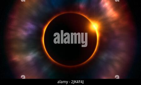 Sonnenfinsternis, Mond bedeckt die Sonne. Astronomie, Wissenschaft, kosmischer Hintergrund Stockfoto