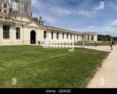 Eintritt zum prächtigen Chateau de Chambord im Loire-Tal Stockfoto