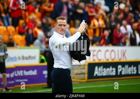 The University of Bradford Stadium, Bradford, England - 30.. Juli 2022 Doncaster-Manager Gary McSheffrey - während des Spiels Bradford City gegen Doncaster Rovers, Sky Bet League Two, 2022/23, The University of Bradford Stadium, Bradford, England - 30.. Juli 2022 Credit: Arthur Haigh/WhiteRoseFotos/Alamy Live News Stockfoto