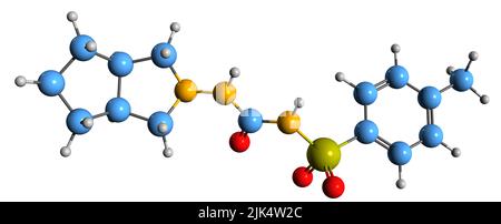 3D Bild der Skelettformel von Gliclazide - molekularchemische Struktur von Antidiabetika isoliert auf weißem Hintergrund Stockfoto