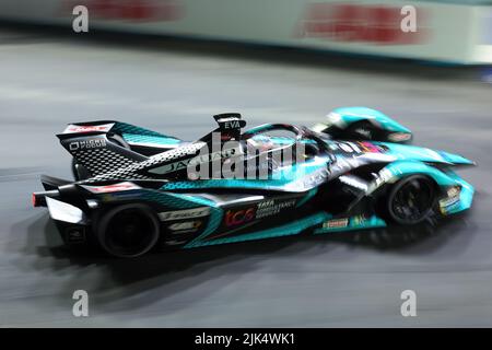 30.. Juli 2022; Excel E-Prix Circuit, Docklands, London, England; ABB Formel-E-Weltmeisterschaft, Rennen 1: Mitch Evans aus Australien fährt für (9) Jaguar TCS Racing Stockfoto