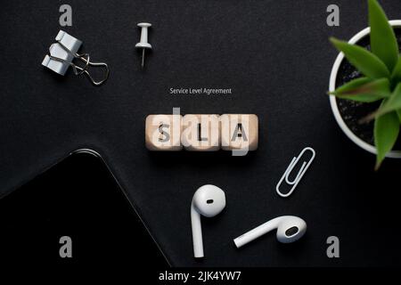 Concept Business Marketing Akronym SLA oder Service Level Agreement. Stockfoto