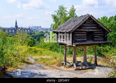 Skansen Park in Stockholm, alte schwedische Farm Stockfoto